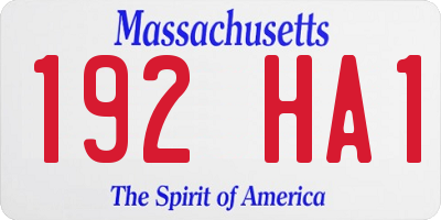 MA license plate 192HA1