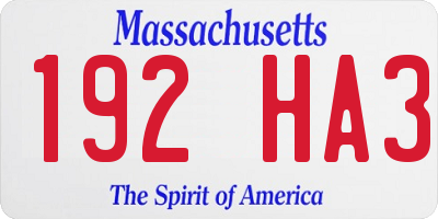 MA license plate 192HA3