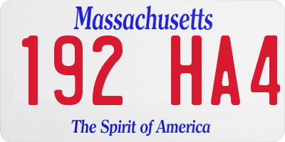 MA license plate 192HA4