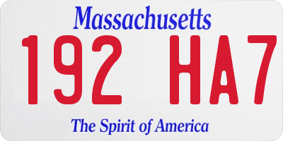 MA license plate 192HA7
