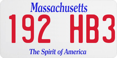 MA license plate 192HB3