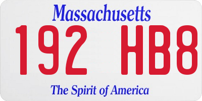 MA license plate 192HB8