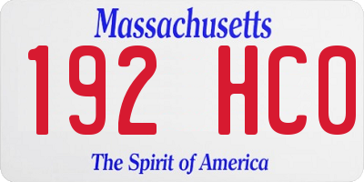 MA license plate 192HC0
