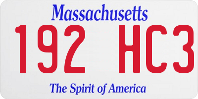 MA license plate 192HC3
