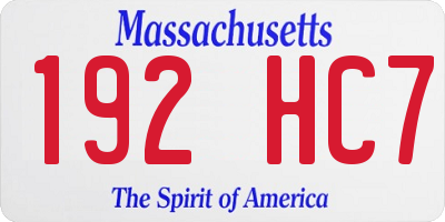 MA license plate 192HC7