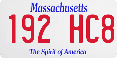 MA license plate 192HC8