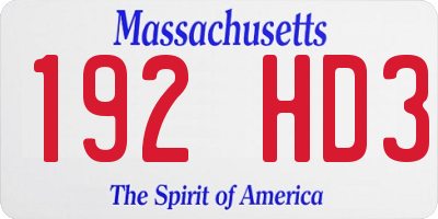 MA license plate 192HD3