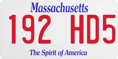 MA license plate 192HD5