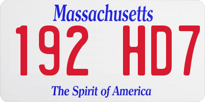 MA license plate 192HD7