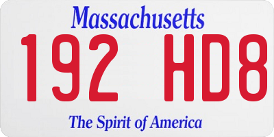 MA license plate 192HD8