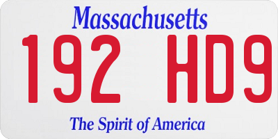 MA license plate 192HD9