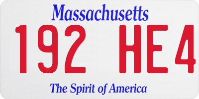 MA license plate 192HE4