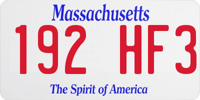 MA license plate 192HF3