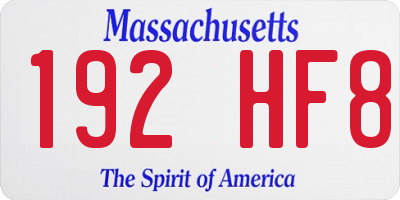 MA license plate 192HF8