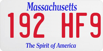 MA license plate 192HF9