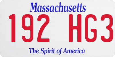 MA license plate 192HG3