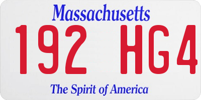 MA license plate 192HG4