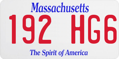 MA license plate 192HG6