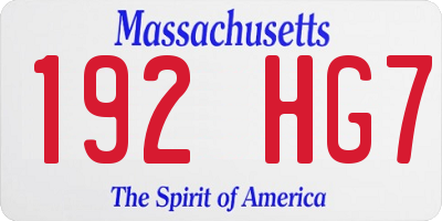 MA license plate 192HG7