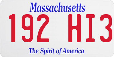 MA license plate 192HI3