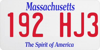 MA license plate 192HJ3