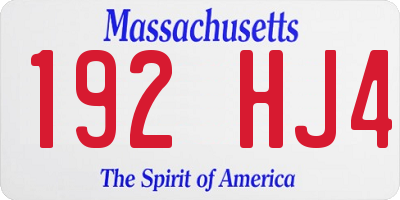 MA license plate 192HJ4