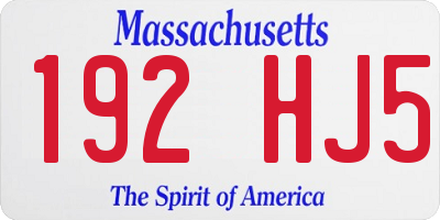 MA license plate 192HJ5