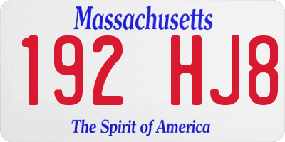 MA license plate 192HJ8