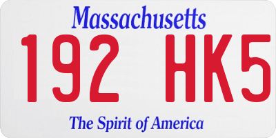 MA license plate 192HK5
