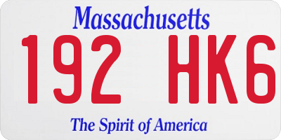 MA license plate 192HK6