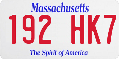 MA license plate 192HK7