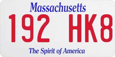 MA license plate 192HK8