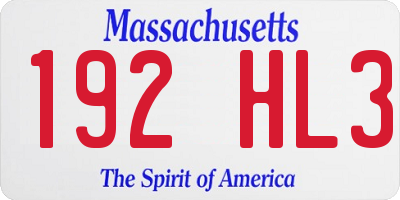 MA license plate 192HL3