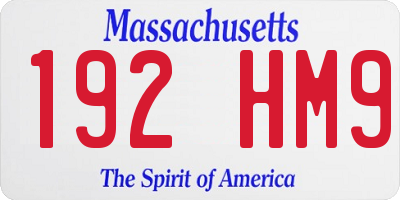 MA license plate 192HM9
