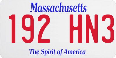 MA license plate 192HN3