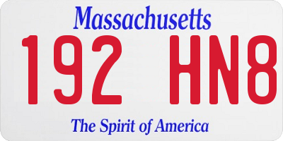 MA license plate 192HN8