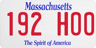 MA license plate 192HO0