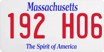 MA license plate 192HO6