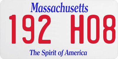 MA license plate 192HO8