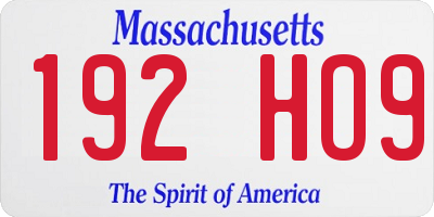 MA license plate 192HO9