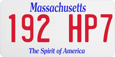 MA license plate 192HP7