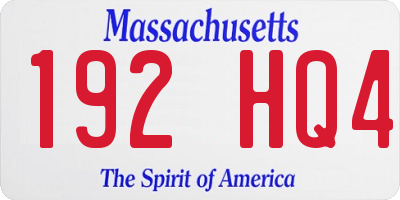 MA license plate 192HQ4