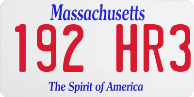 MA license plate 192HR3