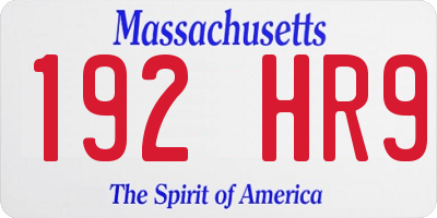 MA license plate 192HR9