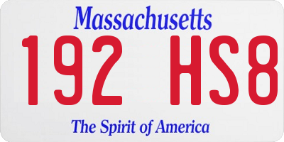 MA license plate 192HS8