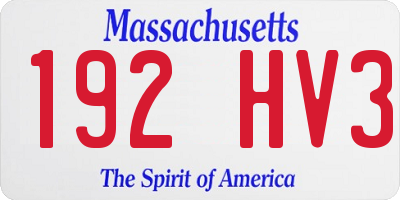 MA license plate 192HV3