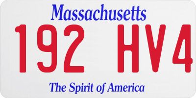 MA license plate 192HV4