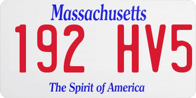 MA license plate 192HV5