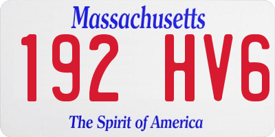 MA license plate 192HV6