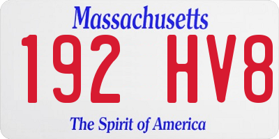 MA license plate 192HV8